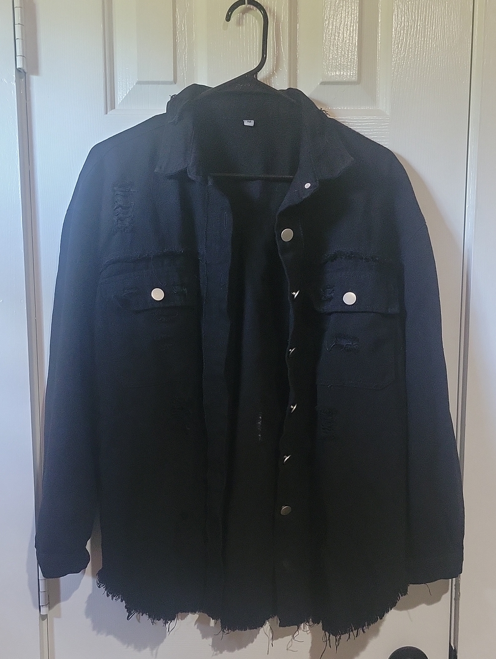 Black Denim Distressed Jacket